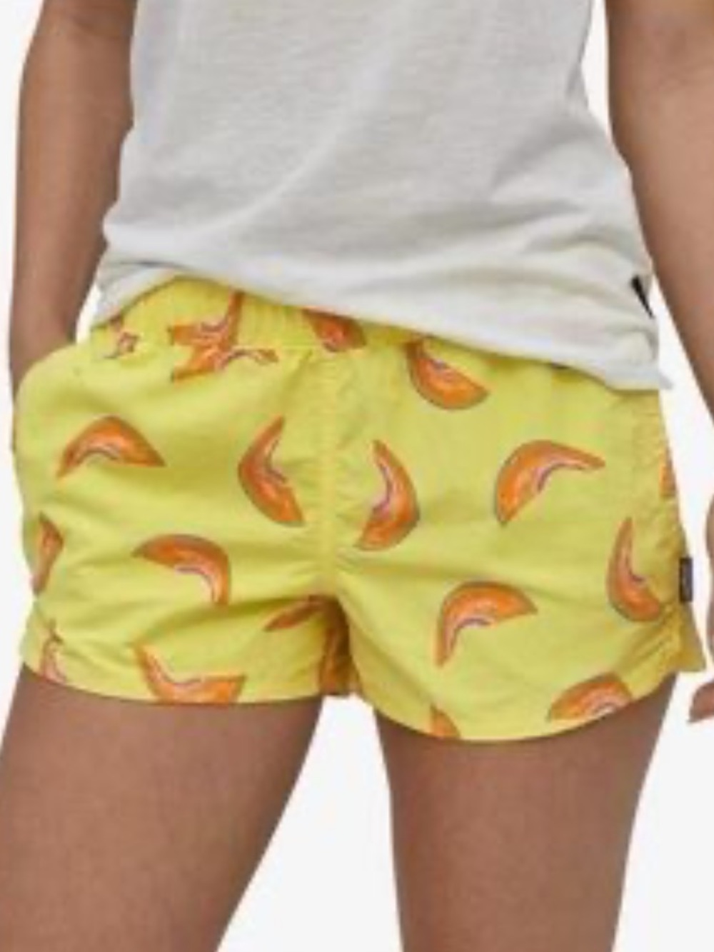 Patagonia 2020 Barely baggie shorts yellow with melon print  Size S